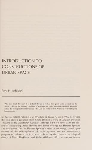 Constructions of Urban Space