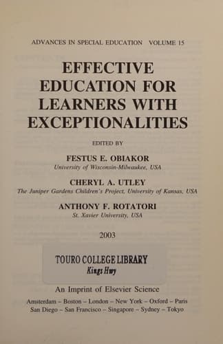 Effective Education for Learners with Exceptionalities