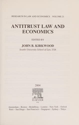 Antitrust Law and Economics