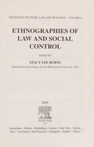Ethnographies of Law and Social Control