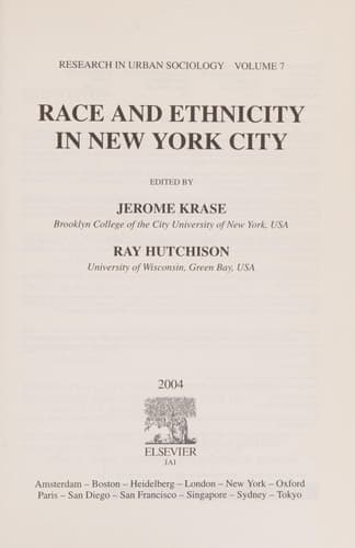 Race and Ethnicity in New York City, Volume 7 (Research in Urban Sociology)