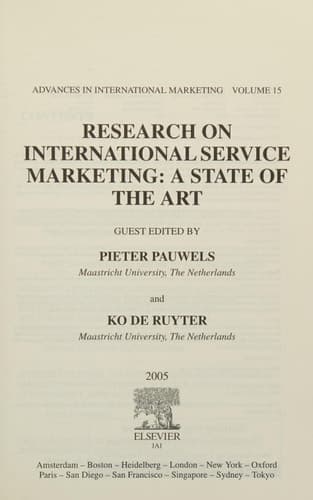Research on International Service Marketing A State of the Art