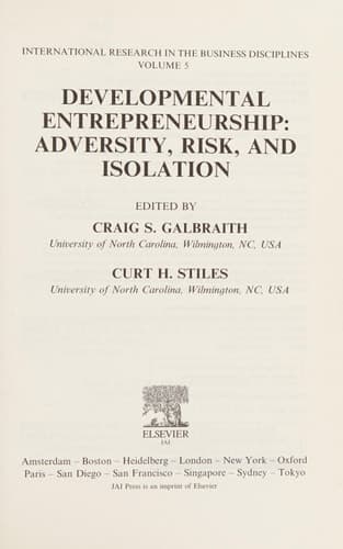 Developmental Entrepreneurship Adversity, Risk, and Isolation