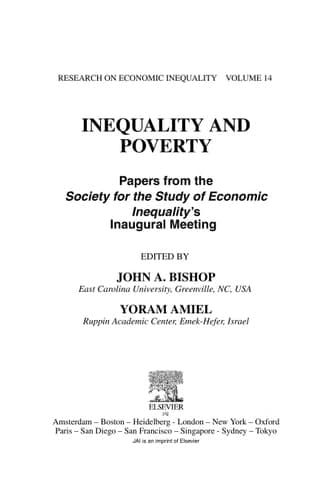 Inequality and Poverty Papers from the Society for the Study of Economic Inequality's Inaugural Meeting