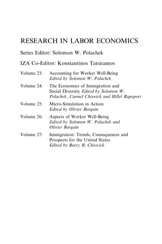Work, Earnings and Other Aspects of the Employment Relation