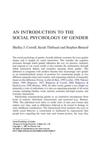 Social Psychology of Gender