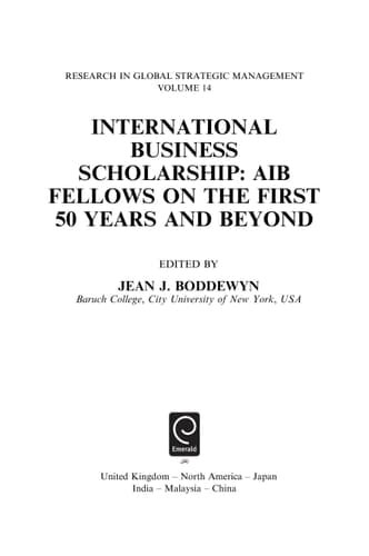 International Business Scholarship AIB Fellows on the First 50 Years and Beyond
