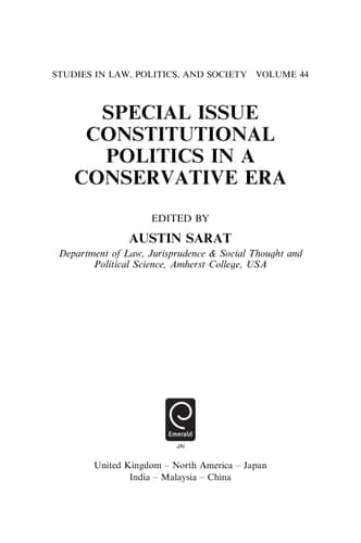 Constitutional Politics in a Conservative Era Special Issue