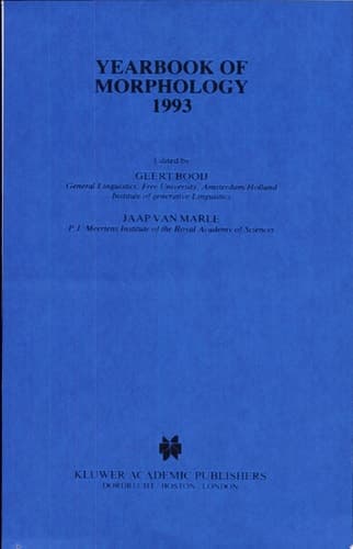 Yearbook of Morphology 1993 Theme: Prosodic Morphology