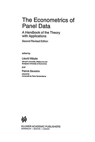 The Econometrics of Panel Data A Handbook of the Theory with Applications