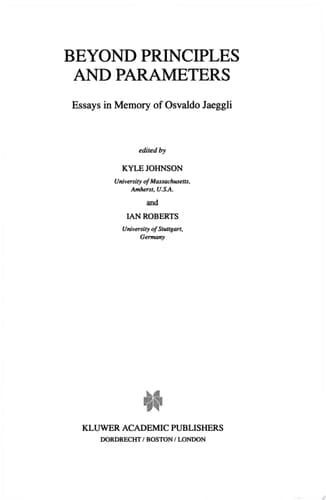 Beyond Principles and Parameters Essays in Memory of Osvaldo Jaeggli