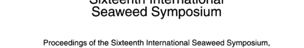 Sixteenth International Seaweed Symposium Proceedings of the Sixteenth International Seaweed Symposium Held in Cebu City, Philippines, 12-17 April, 1998
