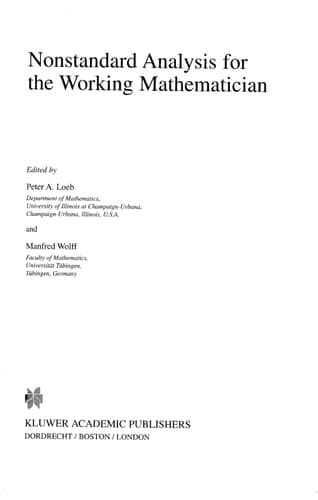 Nonstandard Analysis for the Working Mathematician
