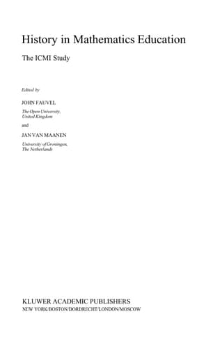 History in Mathematics Education An ICMI Study