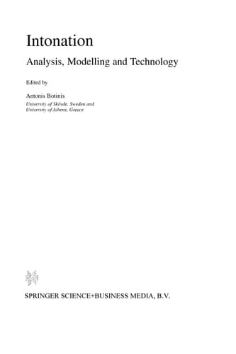 Intonation Analysis, Modelling and Technology