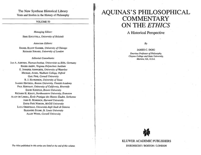 Aquinas's Philosophical Commentary on the Ethics A Historical Perspective