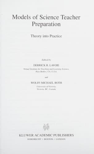 Models of Science Teacher Preparation Theory Into Practice