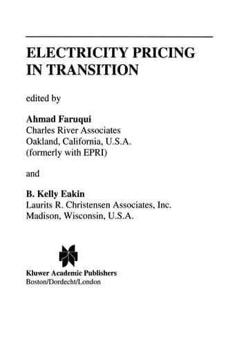 Electricity Pricing in Transition