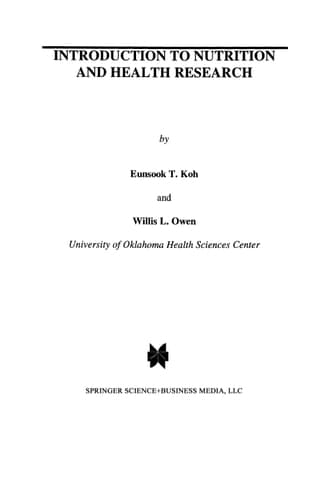 Introduction to Nutrition and Health Research