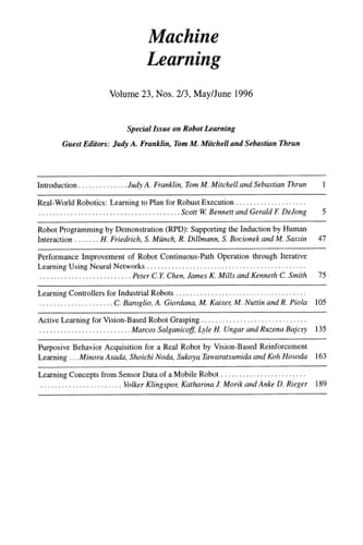 Recent Advances in Robot Learning Machine Learning