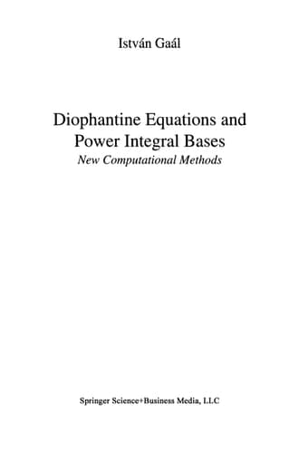 Diophantine Equations and Power Integral Bases New Computational Methods