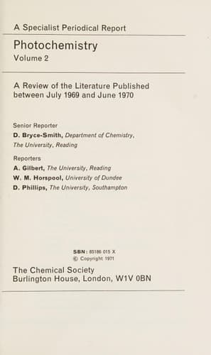 Photochemistry, Vol.2 A Review of the Literature Published Between July 1969 and June 1970