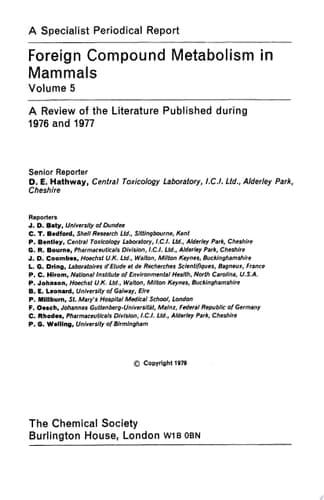 Foreign Compound Metabolism in Mammals Volume 5