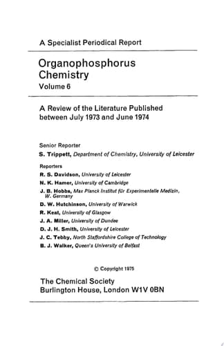 Organophosphorus Chemistry Volume 6