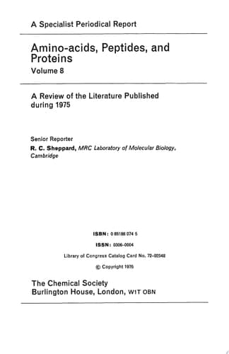 Amino Acids, Peptides and Proteins Volume 8