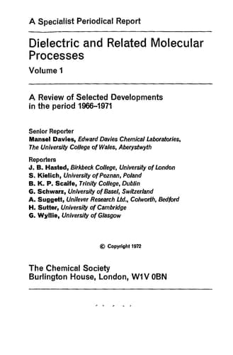 Dielectric and Related Molecular Processes