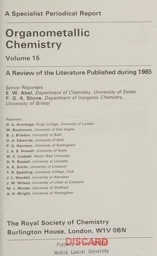 Organometallic Chemistry Volume 15