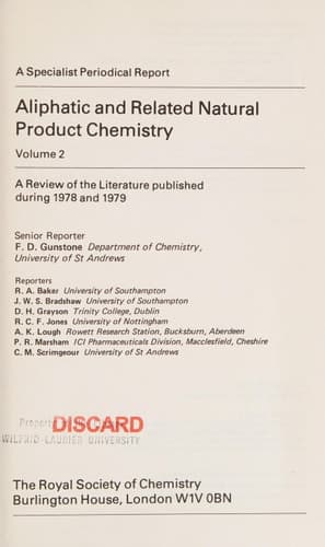 Aliphatic and Related Natural Product Chemistry Volume 2