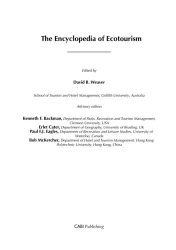 The Encyclopedia of Ecotourism