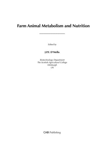 Farm Animal Metabolism and Nutrition