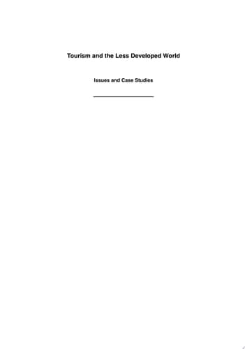 Tourism and the Less Developed World Issues and Case Studies