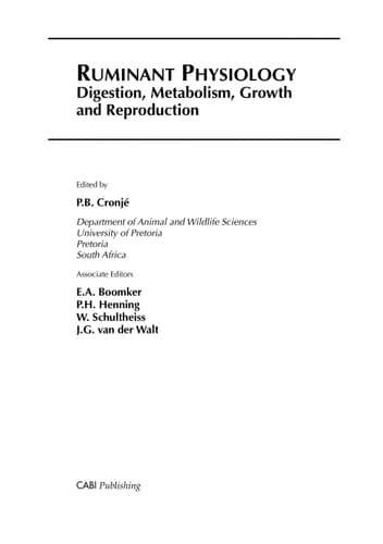 Ruminant Physiology Digestion, Metabolism, Growth, and Reproduction