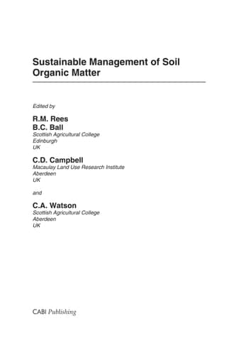 Sustainable Management of Soil Organic Matter