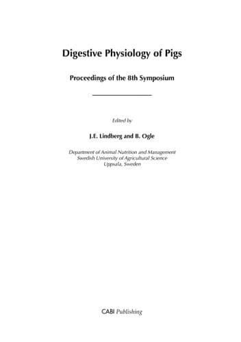 Digestive Physiology of Pigs Proceedings of the 8th Symposium
