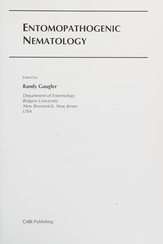 Entomopathogenic Nematology