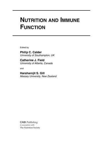 Nutrition and Immune Function