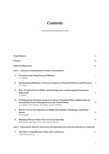 Forest Policy for Private Forestry Global and Regional Challenges