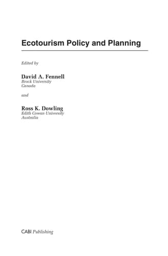 Ecotourism Policy and Planning