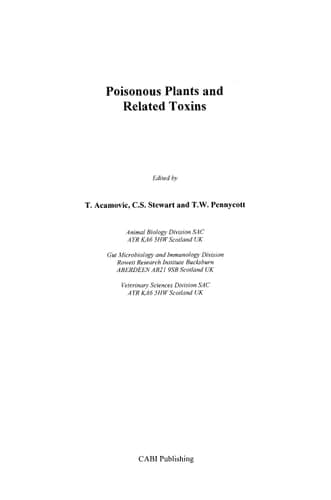 Poisonous Plants and Related Toxins