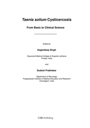 Taenia Solium Cysticercosis From Basic to Clinical Science