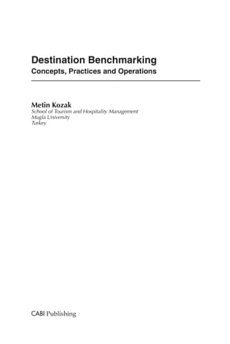 Destination Benchmarking Concepts, Practices and Operations