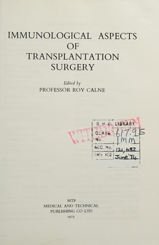 Immunological Aspects of Transplantation Surgery