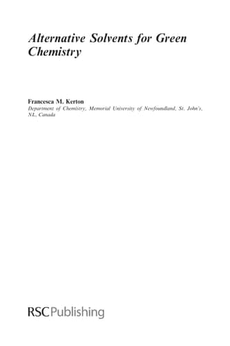 Alternative Solvents for Green Chemistry