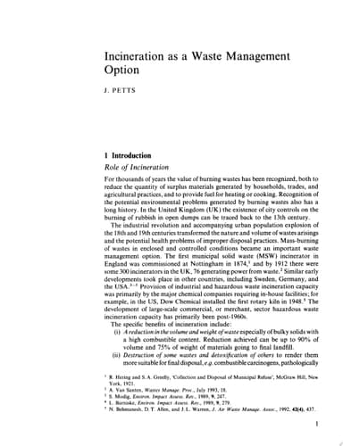 Waste Incineration and the Environment