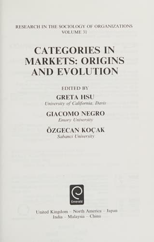 Categories in Markets Origins and Evolution