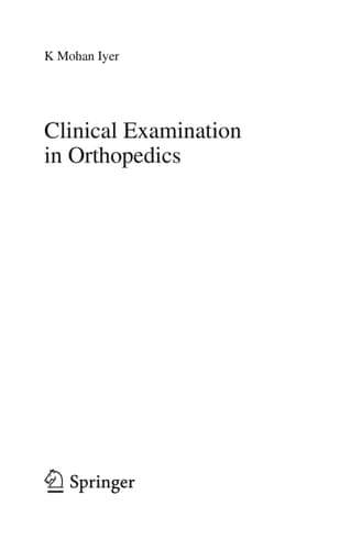 Clinical Examination in Orthopedics